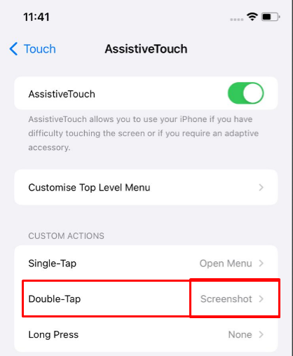 iphone double tap screenshot